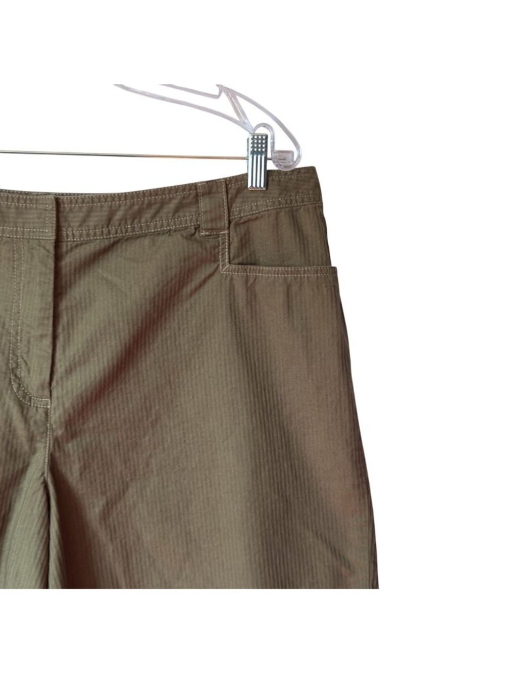 J Jill Shorts Size 18 Green Striped Genuine Fit Below Waist Relaxed Fit Cotton - Picture 3 of 15